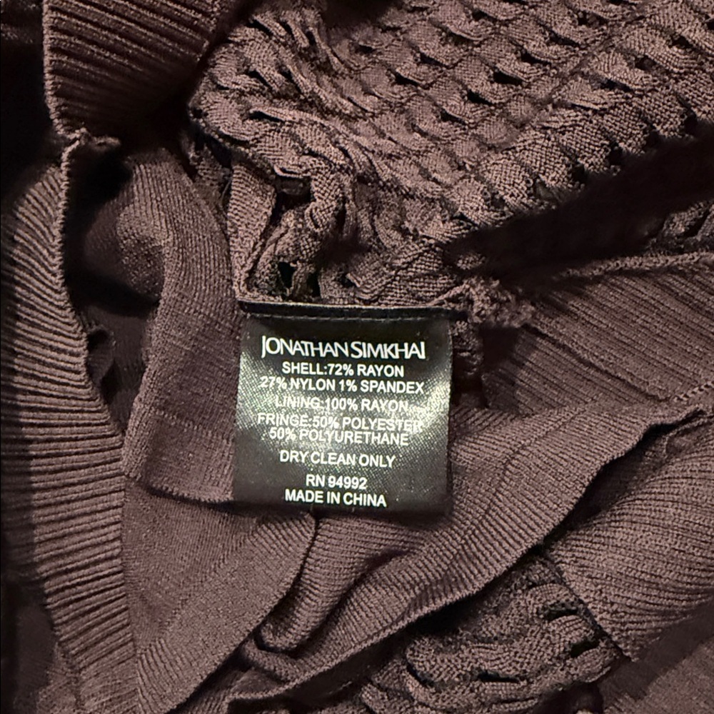 Jonathan Simkhai Chelle Fringe Knit Dress in Chocolate Brown and Black - Picture 4 of 5